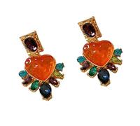 Heart diamond Heart Dangle Drop Women 18k Plated with Multicolor Crystal Rhinestones and Amethyst Cubic Zirconia