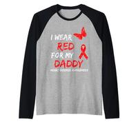 Heart Disease Awareness I Wear Red for My Daddy Ribbon Maglia con Maniche Raglan