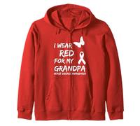 Heart Disease Awareness I Wear Red for My Grandpa Ribbon Felpa con Cappuccio