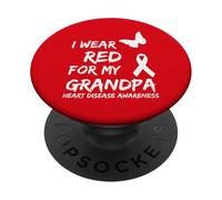 Heart Disease Awareness I Wear Red For My Grandpa Ribbon PopSockets PopGrip Adesivo