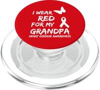 Heart Disease Awareness I Wear Red For My Grandpa Ribbon PopSockets PopGrip per MagSafe
