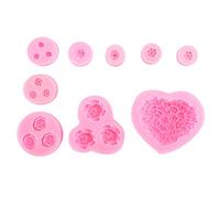 Heart Floral Silicone Baking Form 9Pcs | Food Grade Heat Tolerant - 40℃ to 210℃ | DIY Cake Chocolate Form for Cupcakes/Desserts/Party | Reusable Non - Stick Baking Tool