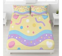 Heart King Size - Lenzuolo con angoli elasticizzati per letto king size, 3 pezzi, con 2 federe, in morbida microfibra, con stampa a pois, 30 cm di profondità, 150 x 200 cm