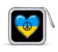 Heart Love Peace Ucraina CD Case Holder Portatile 40 Capacità DVD Portafoglio Storage Organizer per Auto Viaggi