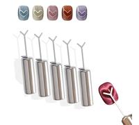 Heart Magnet for Cat Eye Gel Polish, Cat Eye Magnetic Nail Art Tool Set Magnet Sticks with Y-Shaped Guide for Nails, 5-Pack Cat Eye Magnetic Nail Art Tool Set, Professional Nail Magnet (5PCS)