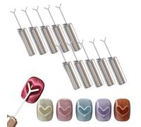 Heart Magnet for Cat Eye Gel Polish, Heart Shape Cat Eye Magnet for Nails, DIY Manicure Kit with Y-Shaped Guide Sticks, Heart Cat Eye Magnet for Nails for Home and Salon Use (10pcs)