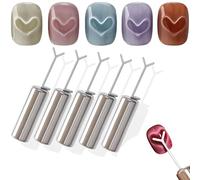 Heart Magnet for Cat Eye Gel Polish, Magnetic Nail Art Tool for Stunning Cat Eye Effect, DIY Manicure Kit with Y-Shaped Guide Sticks for Home and Salon Use (5PCS)