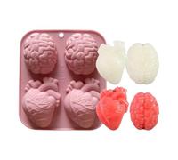 Heart Mold, Brain Cavity, 3d Silicone Tray 6.42x5.08x1.26 Inches for Resin Casting Projects, Handmade Non Stick Tool Soap Clay Chocolate Jelly, Halloween Craft Muffin Pudding Party Supplies Baking