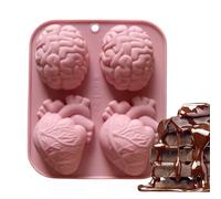 Heart Mold, Brain Mold, 6,42 x 5,08 x 1,26 Inches, Silicone Craft Mufflds, Resin Candy, Creative 4-Cavity Flessibile per cioccolato, dessert, Wax, Clay, Soap, Home, Kitchen, Bakery, Event, Classroom