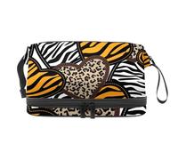 Heart of Animal - Trousse a doppio strato per cosmetici per donne e ragazze, borsa da viaggio per trucchi e trucchi, pratica borsa organizer con scomparto per pennelli, Multi, 27x15x14 cm/10.6x5.9x5.5