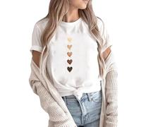 Heart Print, maglietta a maniche corte, casual, da donna, senza spalle, verde, XL