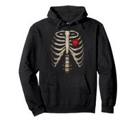 Heart Rib Cage X-Ray Adult Kids Funny Halloween Skeleton Felpa con Cappuccio