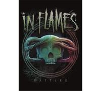 Heart Rock Bandiera Originale in Flames Battles, Tessuto, Multicolore, 110x75x0.1 cm