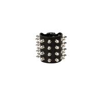Heart Rock Bracciale uomo pelle vera regolabile con borchie a killer 4 File in ottone, fibbia regolabile da 17 a 20,5 cm e minuteria in ferro nickel free - Made in italy