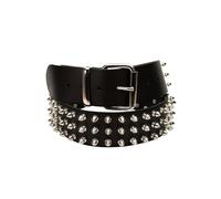 Heart Rock Cintura con borchie Killer in ottone 3 file, cintura uomo pelle stile rock e biker, cintura nera borchie nickel free - Made in Italy