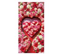 Heart Rose Door Banner - Valentine Day Decor | 90x180cm Backdrop with Lightweight 130g Design, Polyester Material Stretchy Fit for Indoor Outdoor Garage, Party Supplies Hanging