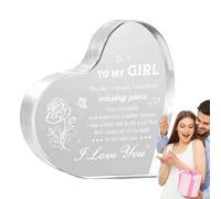 Heart Shape Acrylic Block, Transparent Romantic Love You Heart Block
