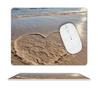 Heart Shape On The Beach Tappetini Mouse Soffice Tappetino Mouse Base in Gomma Mousepad per Laptop Pc Lavoro 25X30Cm