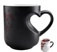 Heart-Shaped Color Changing Magic Ceramic Mug, Funny Color Changing Coffee Cup, Thermochromic Reveal Surprise Design When Hot, Romantic Gift for Women Mom Her (1)