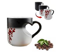Heart-Shaped Color Changing Magic Ceramic Mug, surprise design when filled with hot beverage, Heart Handle Design for Valentine’s Day, Anniversary, Birthday Gifts (1Pcs)