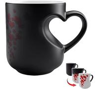 Heart-Shaped Color Changing Magic Ceramic Mug, Thermochromic Magic Reveal Design, Fun Novelty Coffee Cup with Handle for Valentine's Day, Christmas and Mother's Day Gifts (1pc)