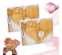 Heart Shaped Cutting Board, 8.5-Inch Valentine’s Day Bamboo Charcuterie Board with Gift Box, Multipurpose Wood Kitchen Serving Platter for Meat, Cheese, and Vegetables (A*2)