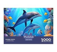 Heart-shaped Dolphins And Flowers at Sunset Design Incastro Solido Ottima Idea Regalo Per Amanti Dei Puzzle, Amici E Famiglia in Ogni Occasione 70x50cm/1000pcs