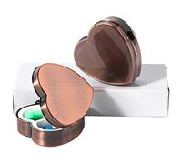 Heart-Shaped Mini Drug Storage Box (2 Pack), Elegant and Stylish Everyday Portable Pill (Small, Rame antico)