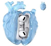 Heart-Shaped Protective Case for AirPods 4, Silicone Clear Cover, 3D Liquid Silica Gel Earphone Case, Fantasy Design for Airpod 4 Case with Full Protection Against Drops (Blue)
