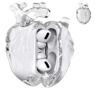 Heart-Shaped Protective Case for AirPods 4, Silicone Clear Cover, 3D Liquid Silica Gel Earphone Case, Fantasy Design for Airpod 4 Case with Full Protection Against Drops (White)