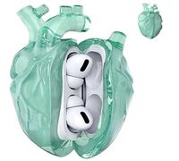 Heart-Shaped Protective Case for AirPods 4, Silicone Clear Cover, 3D Liquid Silica Gel Earphone Case, Fantasy Design for Airpod 4 Case with Full Protection Against Drops (Green)