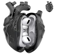 Heart-Shaped Protective Case for AirPods 4, Silicone Clear Cover, 3D Liquid Silica Gel Earphone Case, Fantasy Design for Airpod 4 Case with Full Protection Against Drops (Black)