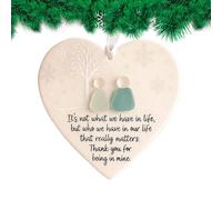 Heart-Shaped Sea Glass Friendship Decor, Ceramic Heart Sea Glass Ornament, Friendship Keepsake Decor,Hangable Christmas Tree Ceramic Love Hearts, For Bedroom Balcony Door Window