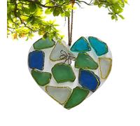 Heart Shaped Sea Glass Suncatcher - Rainbow Light Reflection On Walls | Acrylic Flat Pendant Wall Decor | 5.9 Inch Window Hanging For Living Room, Bedroom, Garden, Balcony, Office Study Room