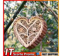 Heart-Shaped Wooden Bee House with Bamboo Tubes Bee Hive Bee Box for Pollinators
