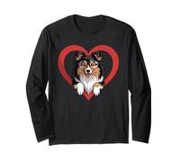 Heart Shetland Sheepdog Glasses Sheltie Maglia a Manica