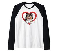 Heart Shetland Sheepdog Glasses Sheltie Maglia con Maniche Raglan
