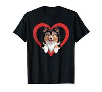 Heart Shetland Sheepdog Glasses Sheltie Maglietta