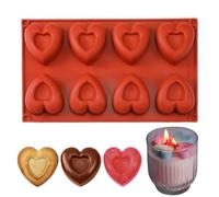 Heart Silicone Soap Mold - 8 Cavity Pan, Non-Stick Heart Shape Silicone Dessert Mold | Love Soap Candy Chocolate Cake Molds for Valentine’s Day, Holiday Baking, Party Treats, Resin Craft