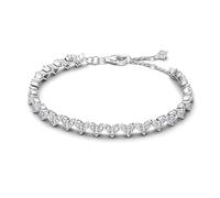 Pandora Bracciale da donna in argento con cuore e triplo cristallo 594390C01, 20 cm, Argento sterling, Zirconia cubica