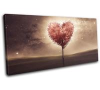 Heart Tree Bedroom Romantic Night Love SINGLE TELA parete arte foto stampa