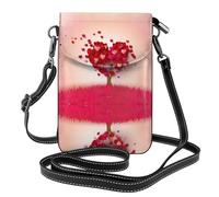 Heart Tree - Borsa a tracolla in pelle con motivo a forma di albero, mini borsa a tracolla da donna, porta carte multifunzione e portafoglio