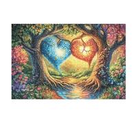 Heart Tree Pair Forest Wild Nature Rural Puzzle 1000 Pezzi Per Adulti Divertente Stimolante E Rilassante Perfetto Per Hobby E Tempo Familiare 1000 PCS（75x50cm）