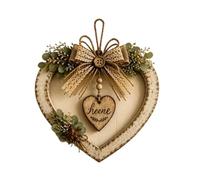 Heart Wall Decor, Distressed Autumn Wreath with Burlap Bow Design, Rustic | Rustic Farmhouse Wall Decor with Home Sign for Home Living Room Kitchen Entryway Front Door
