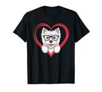 Heart West Highland White Terrier Glasses Westie Maglietta