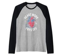 Heart Work - Maglietta per appassionati di cardiologia Maglia con Maniche Raglan