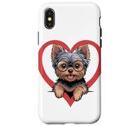 Heart Yorkshire Terrier Glasses Yorkie Terriers Custodia per iPhone X/XS