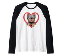 Heart Yorkshire Terrier Glasses Yorkie Terriers Maglia con Maniche Raglan