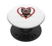 Heart Yorkshire Terrier Glasses Yorkie Terriers PopSockets PopGrip Adesivo