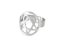 Heartagram Stella Anello Donne In Acciaio Inox Colore Oro Regolabile Anelli Dito Vintage Cuore Pentagonale Geometrico Gioielli